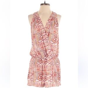 BCBGMaxAzria Pink and Coral Printed Sleeveless Romper, Sz. M